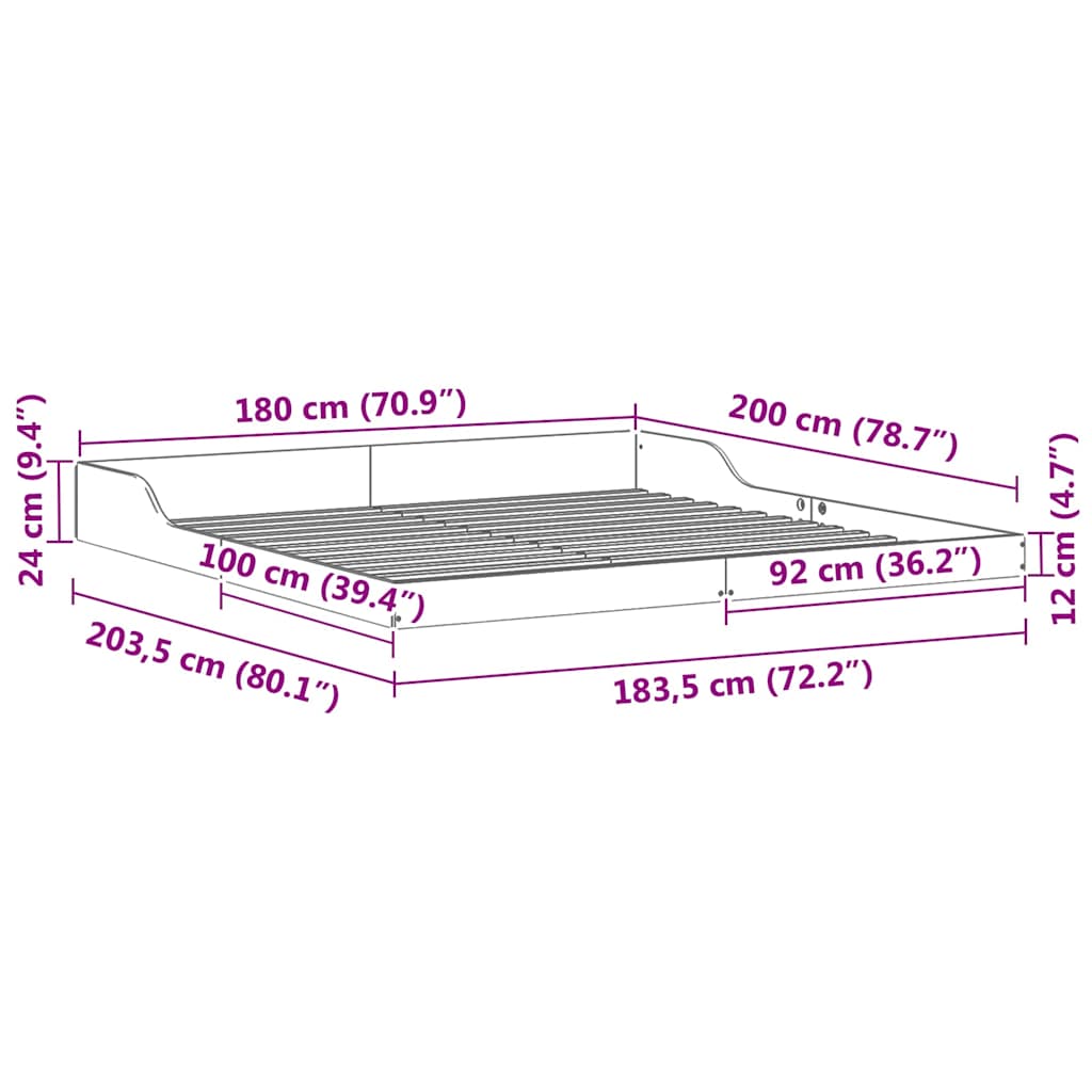 Bettgestell Braun 180 x 200 cm Massivholz Kiefer